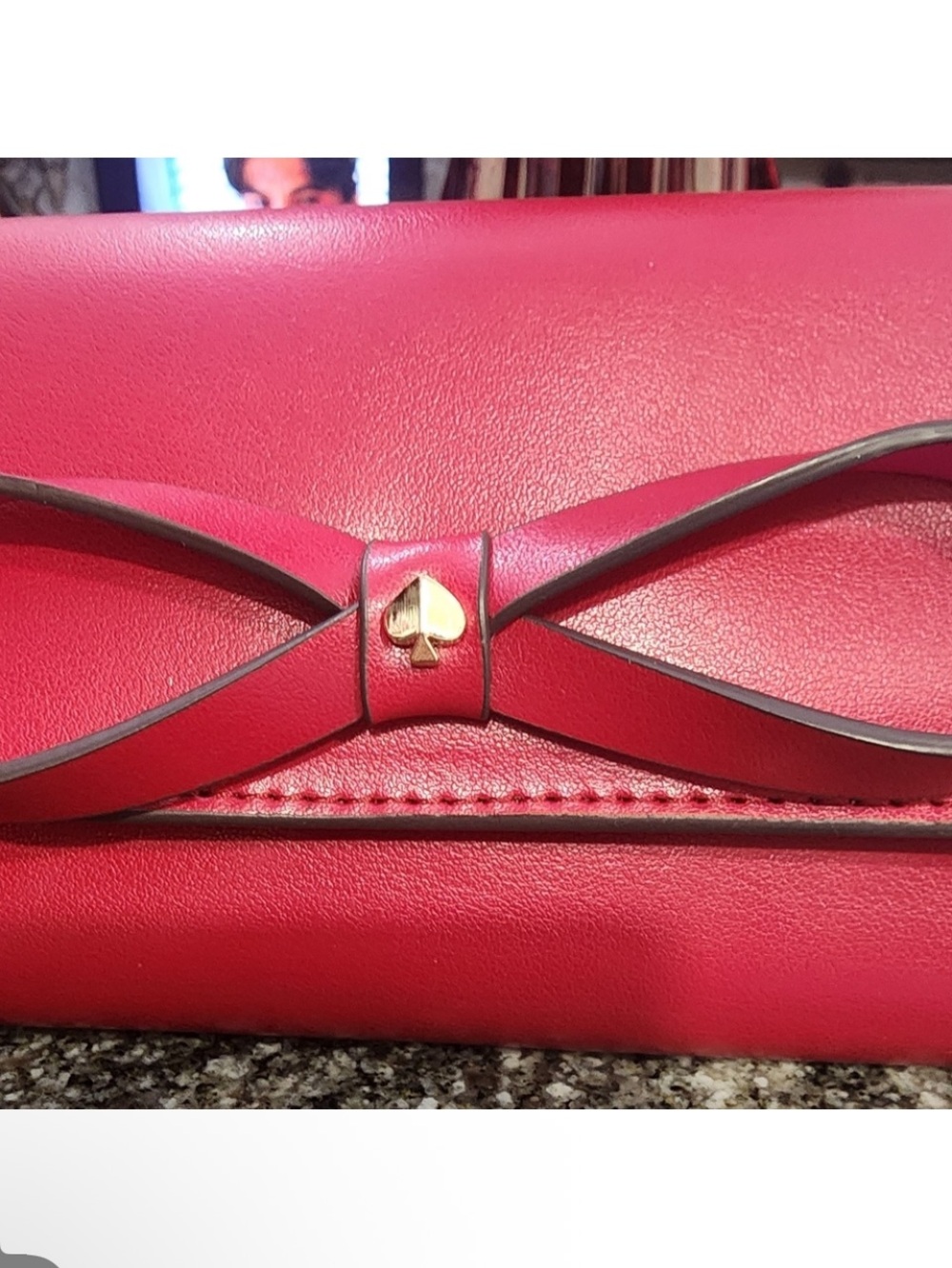 kate spade Red Leather Bow-Accent Clutch belt bag NWT